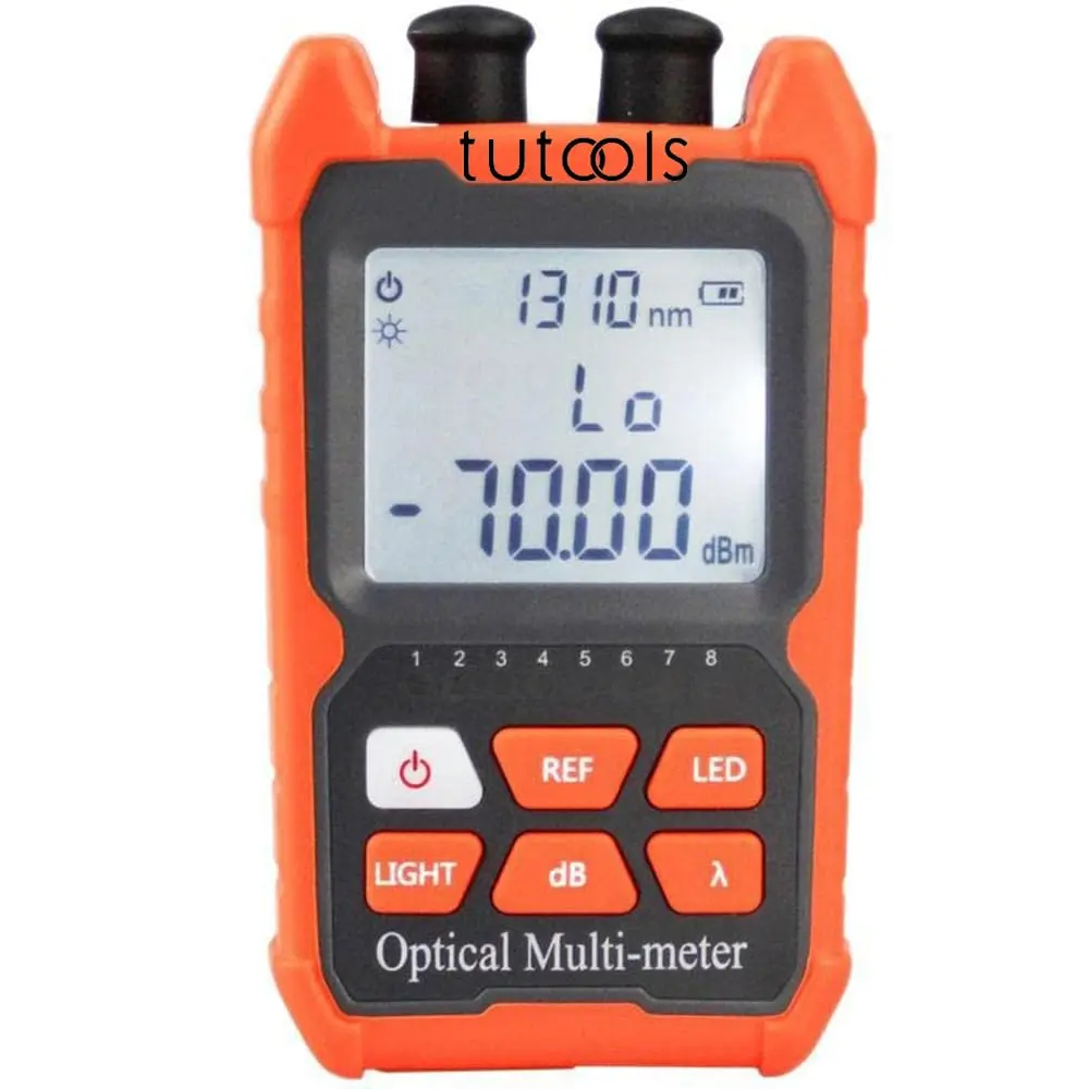 TUTOOLS Hand-held Optical Fiber Power Meter, FC/SC/ST Interface, 2mW, Orange | Optical Multi-Meter for Fiber Testing - main product image