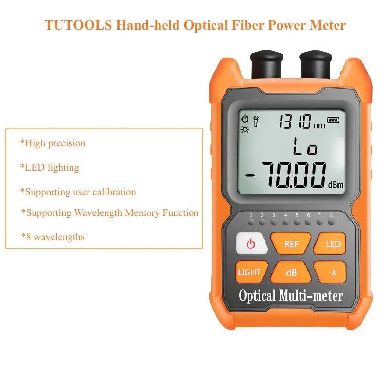 TUTOOLS Hand-held Optical Fiber Power Meter, FC/SC/ST Interface, 2mW, Orange | Optical Multi-Meter for Fiber Testing - view 7