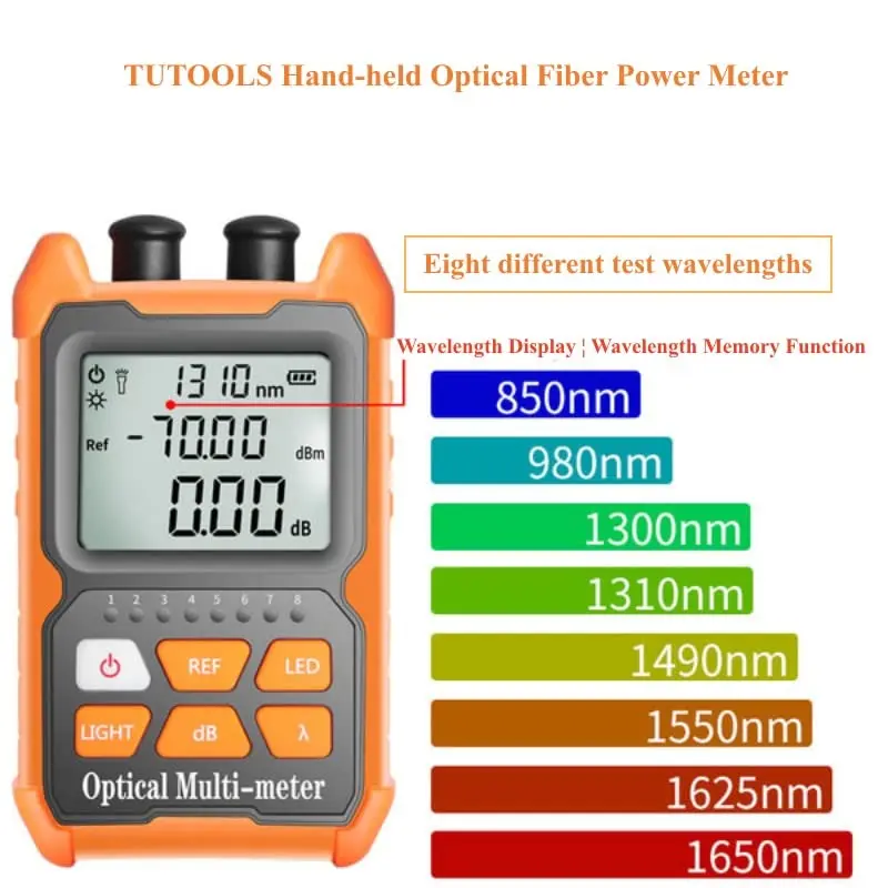 TUTOOLS Hand-held Optical Fiber Power Meter, FC/SC/ST Interface, 2mW, Orange | Optical Multi-Meter for Fiber Testing - view 8