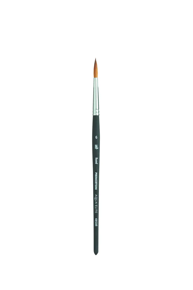 Princeton Aqua Elite Series 4850 Watercolor Paint Brush, Round, Size 6 | Synthetic Kolinsky Performance - main product image