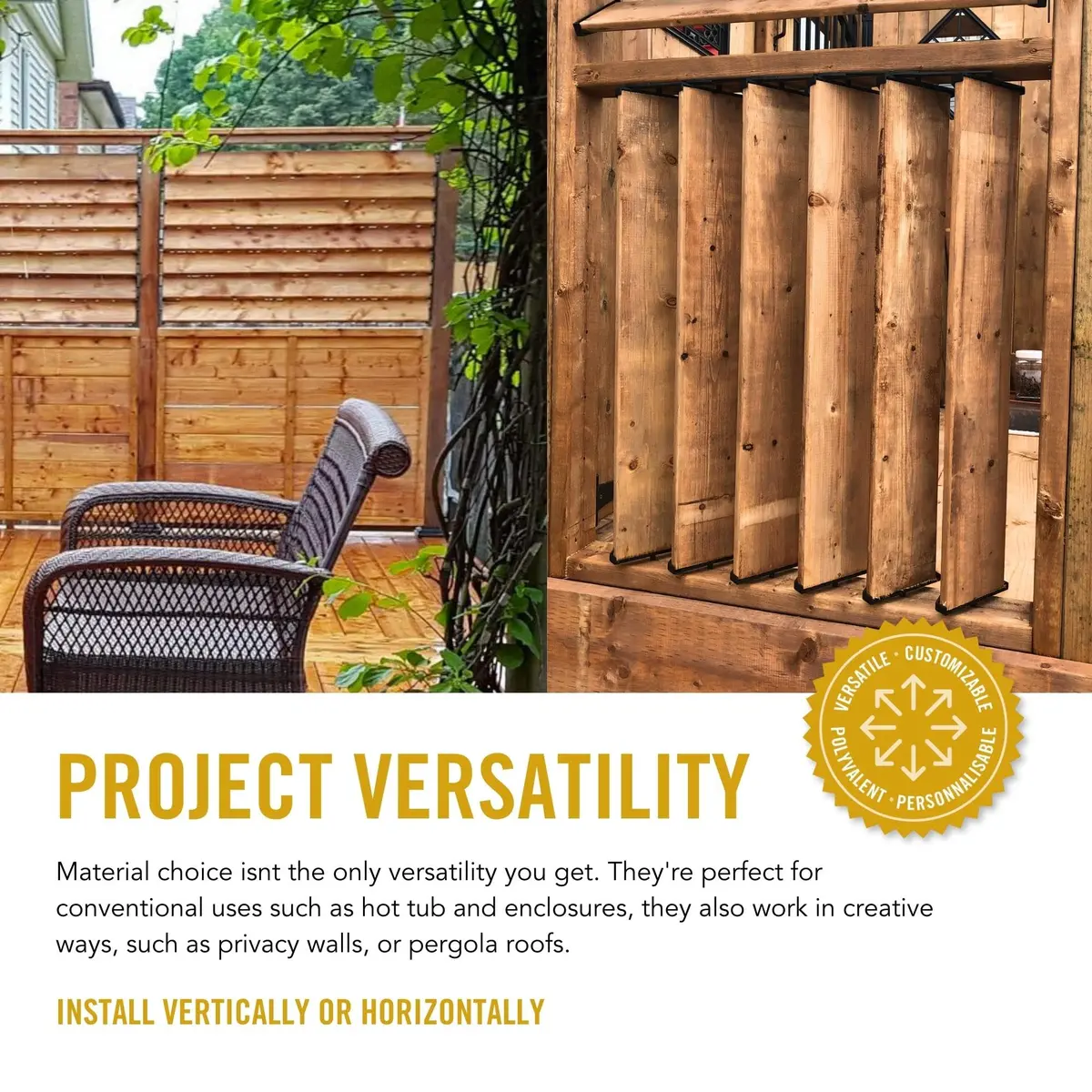 Nuvo Iron LSB48 Hardware System-Holds up to 11 Boards Louver, Black | Versatile Outdoor Louvers for Privacy & Ventilation - view 5
