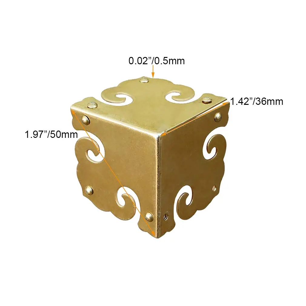Tiazza Brass Corner Protectors 4pcs | Antique Hardware for Furniture & Jewelry Boxes - view 2