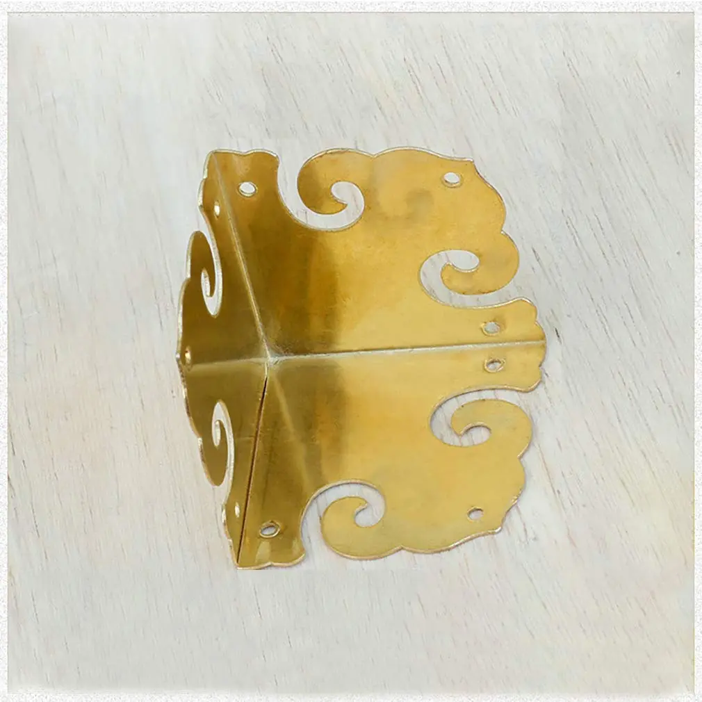 Tiazza Brass Corner Protectors 4pcs | Antique Hardware for Furniture & Jewelry Boxes - view 3