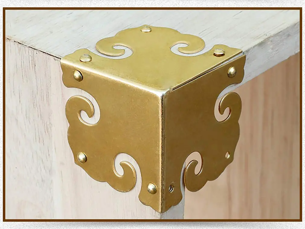 Tiazza Brass Corner Protectors 4pcs | Antique Hardware for Furniture & Jewelry Boxes - view 4