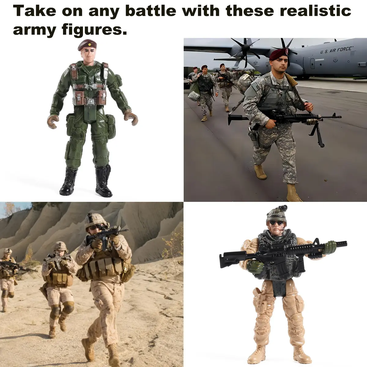 Mr.River US Army Men and SWAT Team Toy Soldiers Action Figures with Military Weapons Accessories, 9.5cm (3.75") | STEM-Learning Toy for Kids - view 5