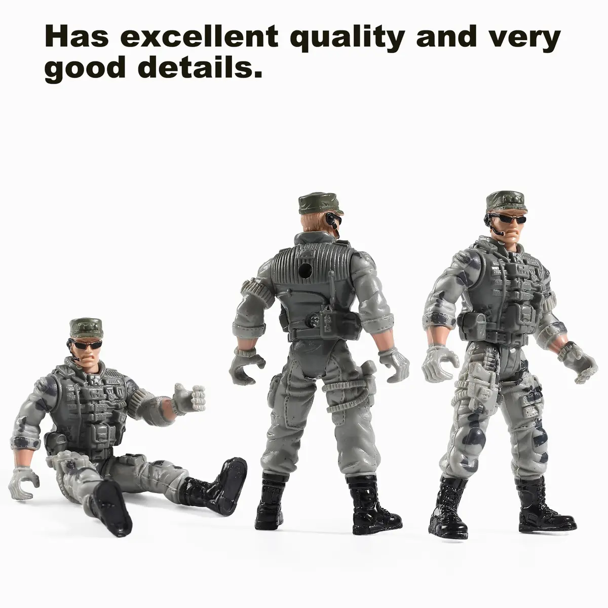 Mr.River US Army Men and SWAT Team Toy Soldiers Action Figures with Military Weapons Accessories, 9.5cm (3.75") | STEM-Learning Toy for Kids - view 6