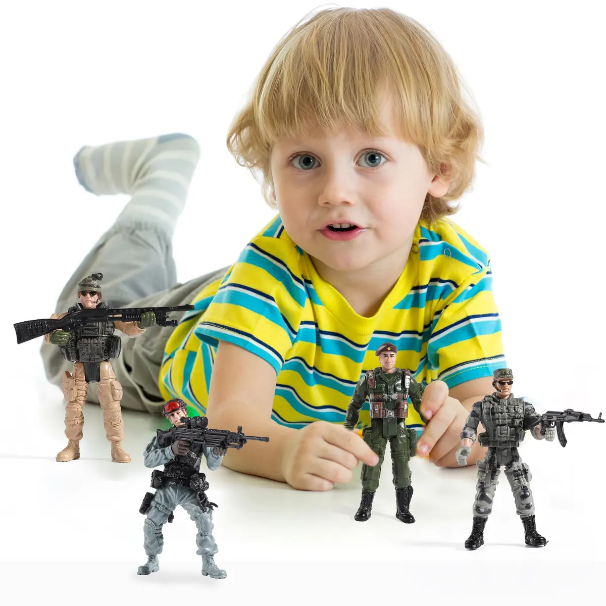 Mr.River US Army Men and SWAT Team Toy Soldiers Action Figures with Military Weapons Accessories, 9.5cm (3.75") | STEM-Learning Toy for Kids - view 8