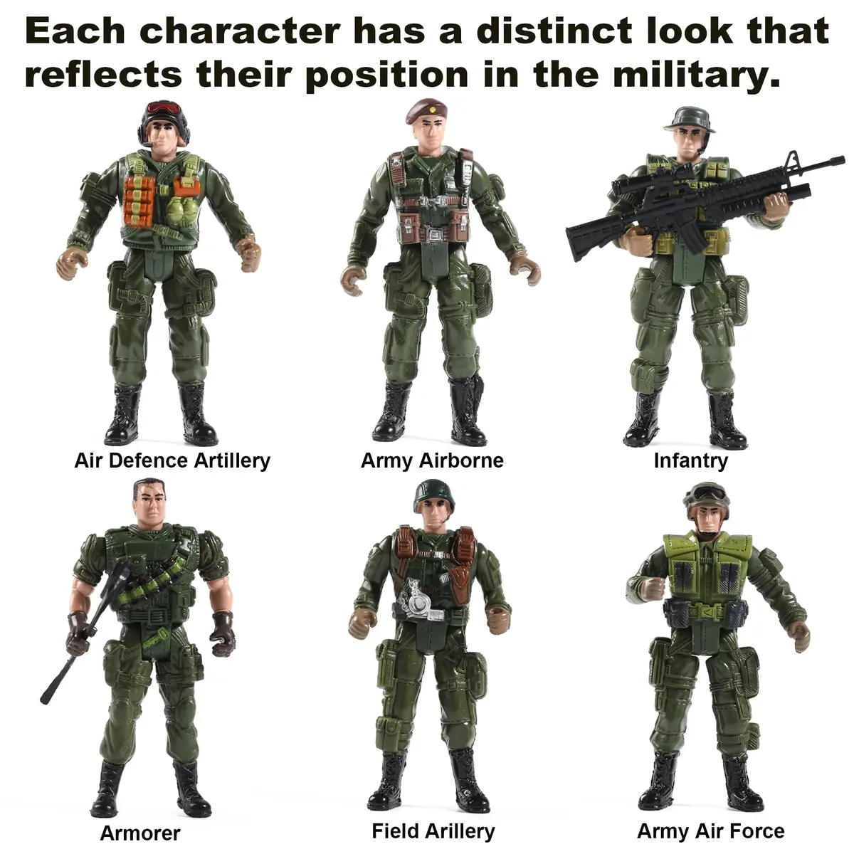 Mr.River US Army Men and SWAT Team Toy Soldiers Action Figures with Military Weapons Accessories, 9.5cm (3.75") | STEM-Learning Toy for Kids - view 4