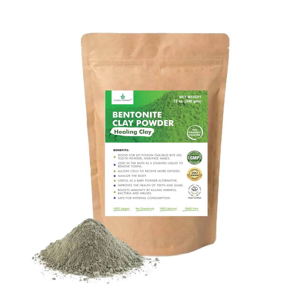 Cosmic Element Calcium Bentonite Clay Powder 12oz | Deep Pore Detox & Skin Care Mask - main product image