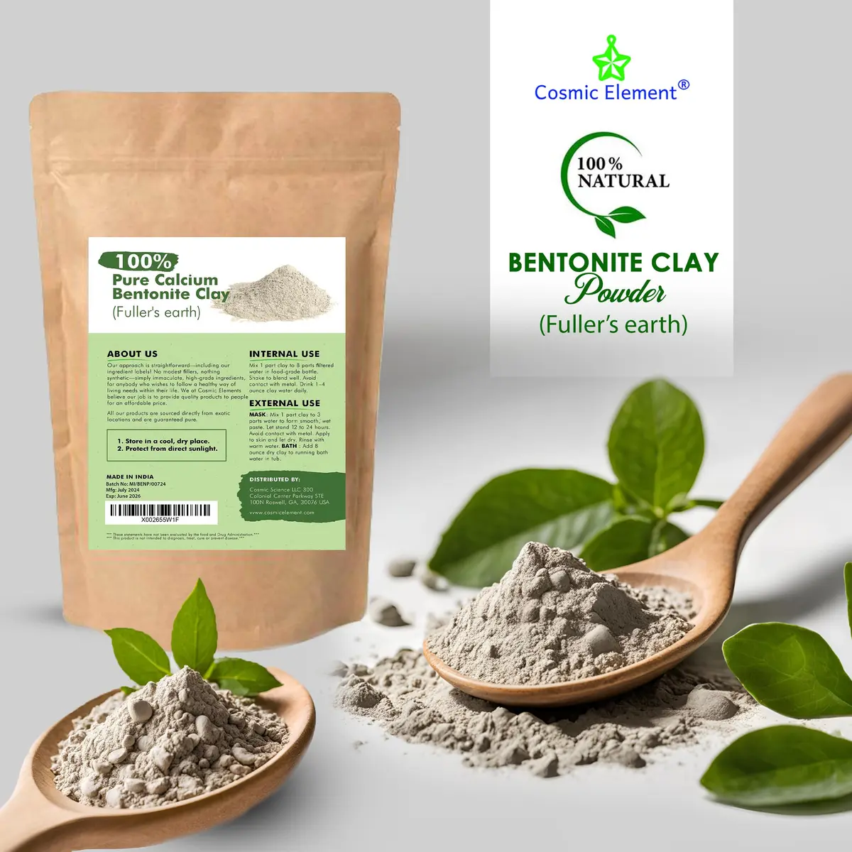 Cosmic Element Calcium Bentonite Clay Powder 12oz | Deep Pore Detox & Skin Care Mask - view 9
