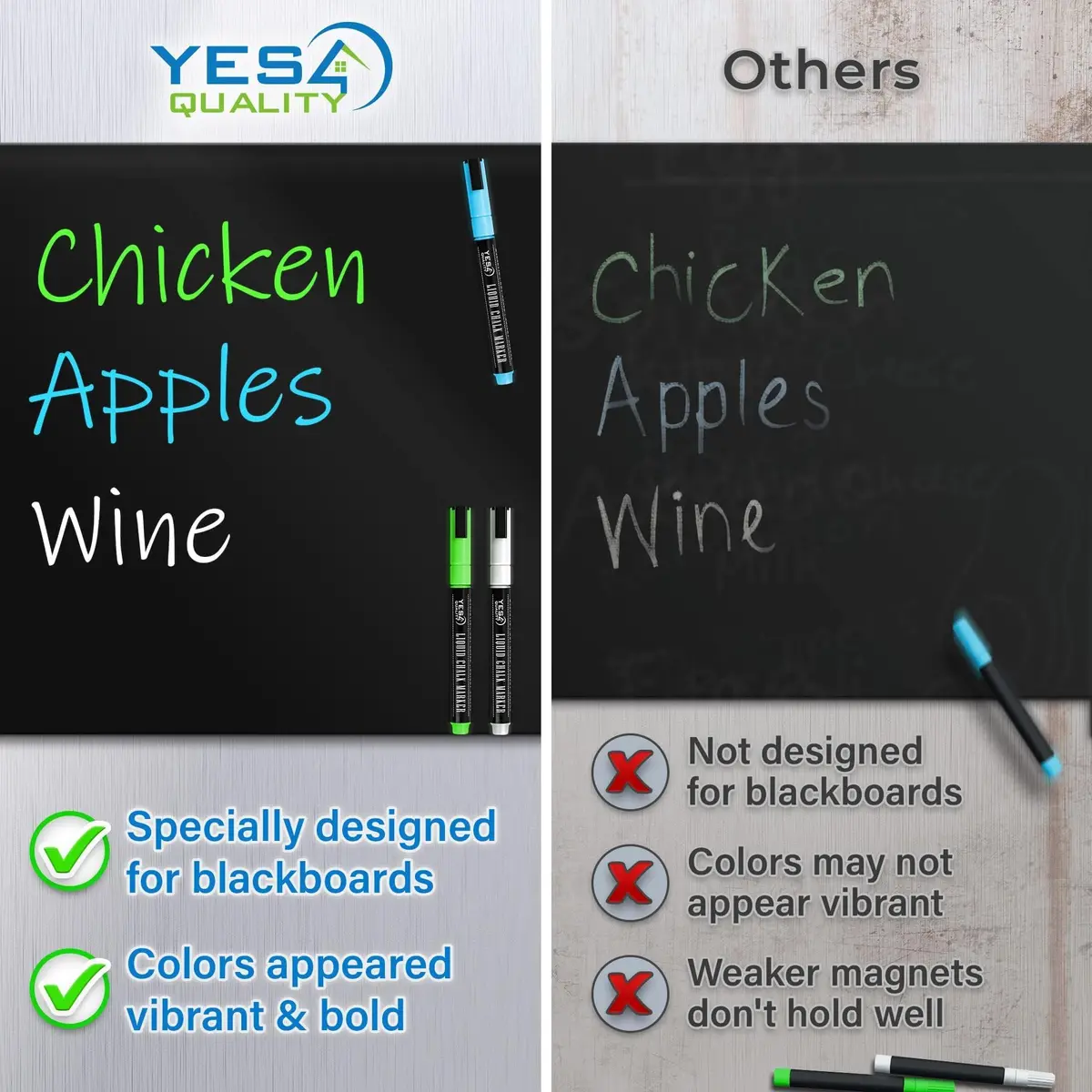 YES4QUALITY Magnetic Black Dry Erase Board 17x11 inches | Easy-Erase Surface & Bright Markers - view 5