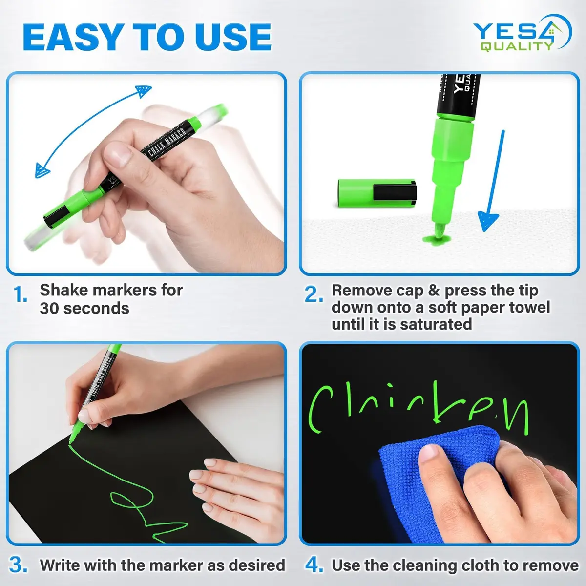 YES4QUALITY Magnetic Black Dry Erase Board 17x11 inches | Easy-Erase Surface & Bright Markers - view 6