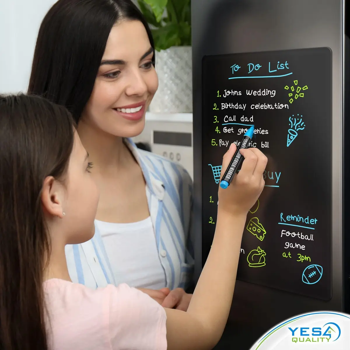 YES4QUALITY Magnetic Black Dry Erase Board 17x11 inches | Easy-Erase Surface & Bright Markers - view 7