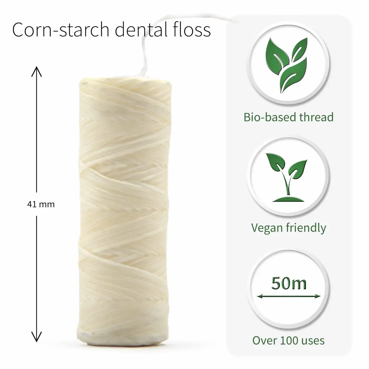 Bambaw Vegan Dental Floss with Stainless Steel Dispenser | 50 meters (165 ft) Mint Tape | Refillable Zero Waste - view 3