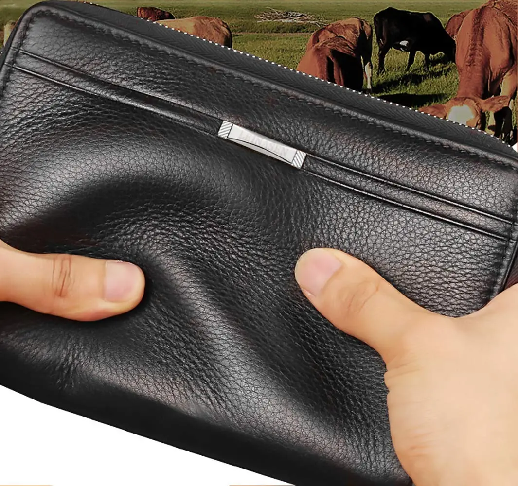Valentoria Men's Large Clutch Wallet Purse 21cm (8.27") | Business Travel Hand Bag with Zipper for Phone & Cards - view 5