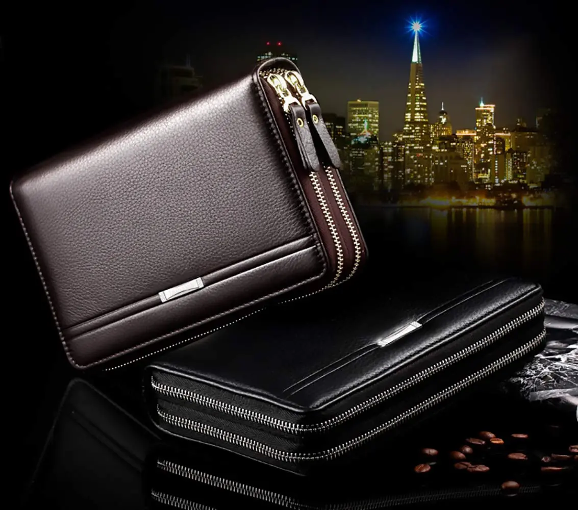 Valentoria Men's Large Clutch Wallet Purse 21cm (8.27") | Business Travel Hand Bag with Zipper for Phone & Cards - view 8