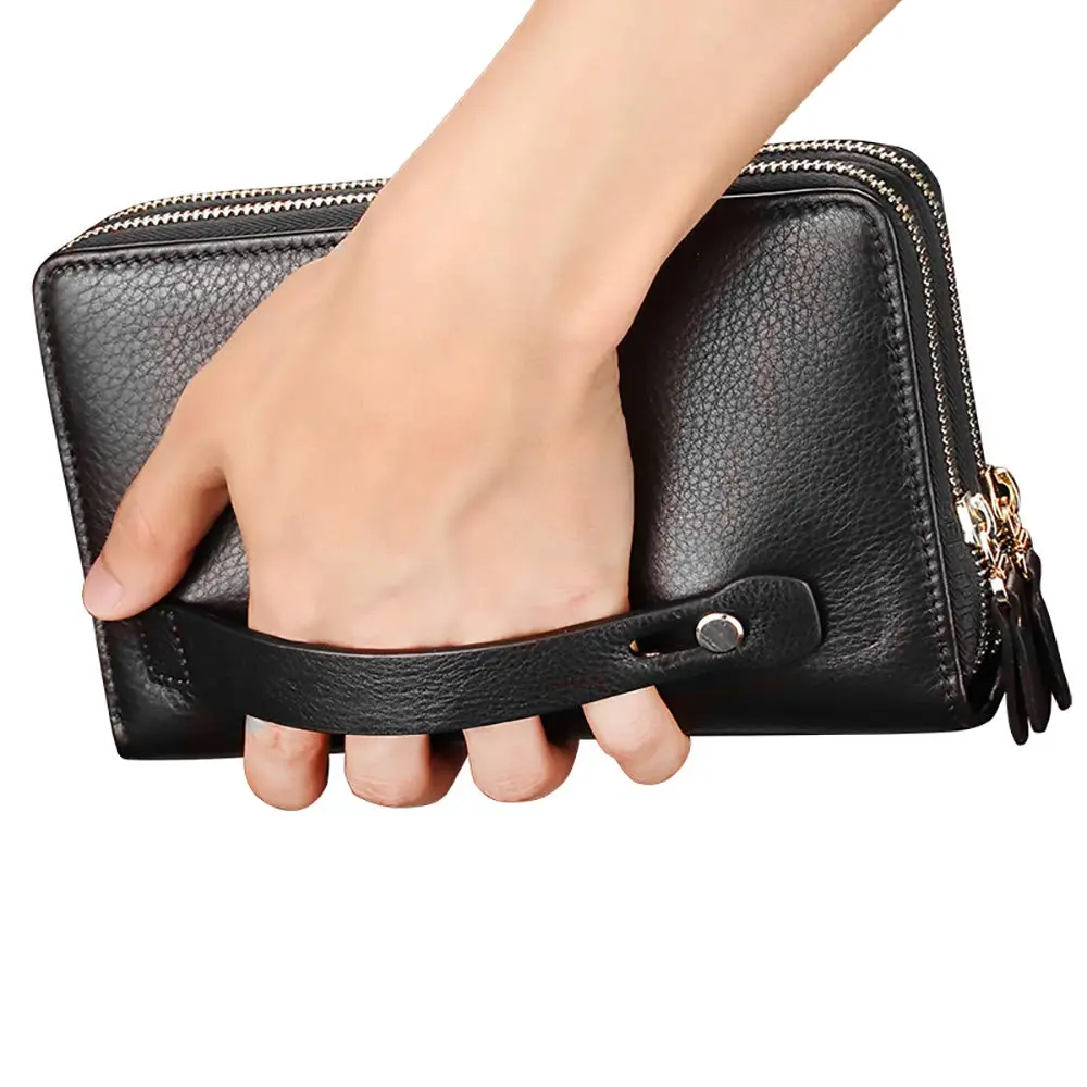 Valentoria Men's Large Clutch Wallet Purse 21cm (8.27") | Business Travel Hand Bag with Zipper for Phone & Cards - view 2