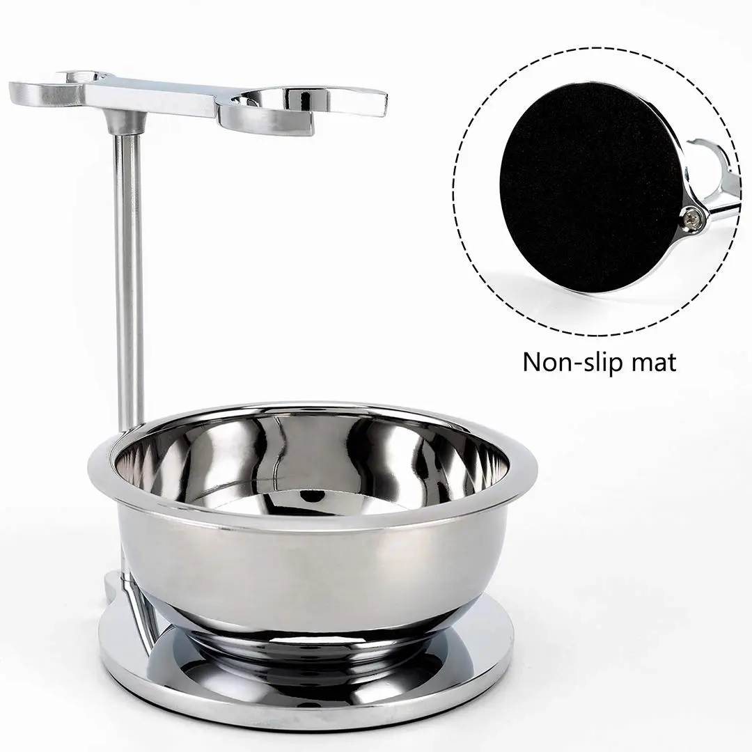 PerPro Deluxe Stainless Steel Shave Stand, Bowl & Brush Set | Compatible with Most Razors - view 5