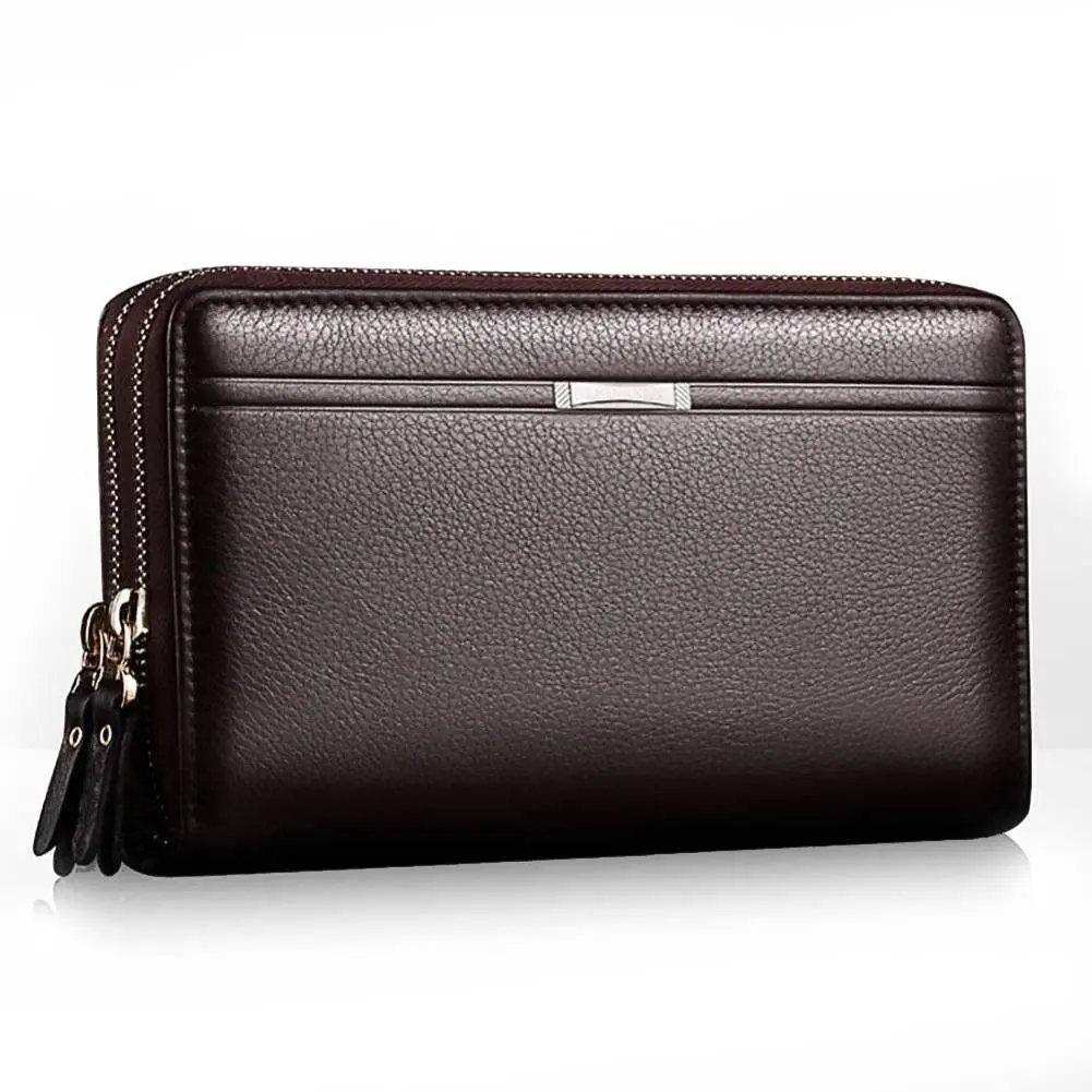 Valentoria Long Faux Leather Clutch Wallet for Men, Brown | RFID Blocking Travel Business Hand Bag - main product image