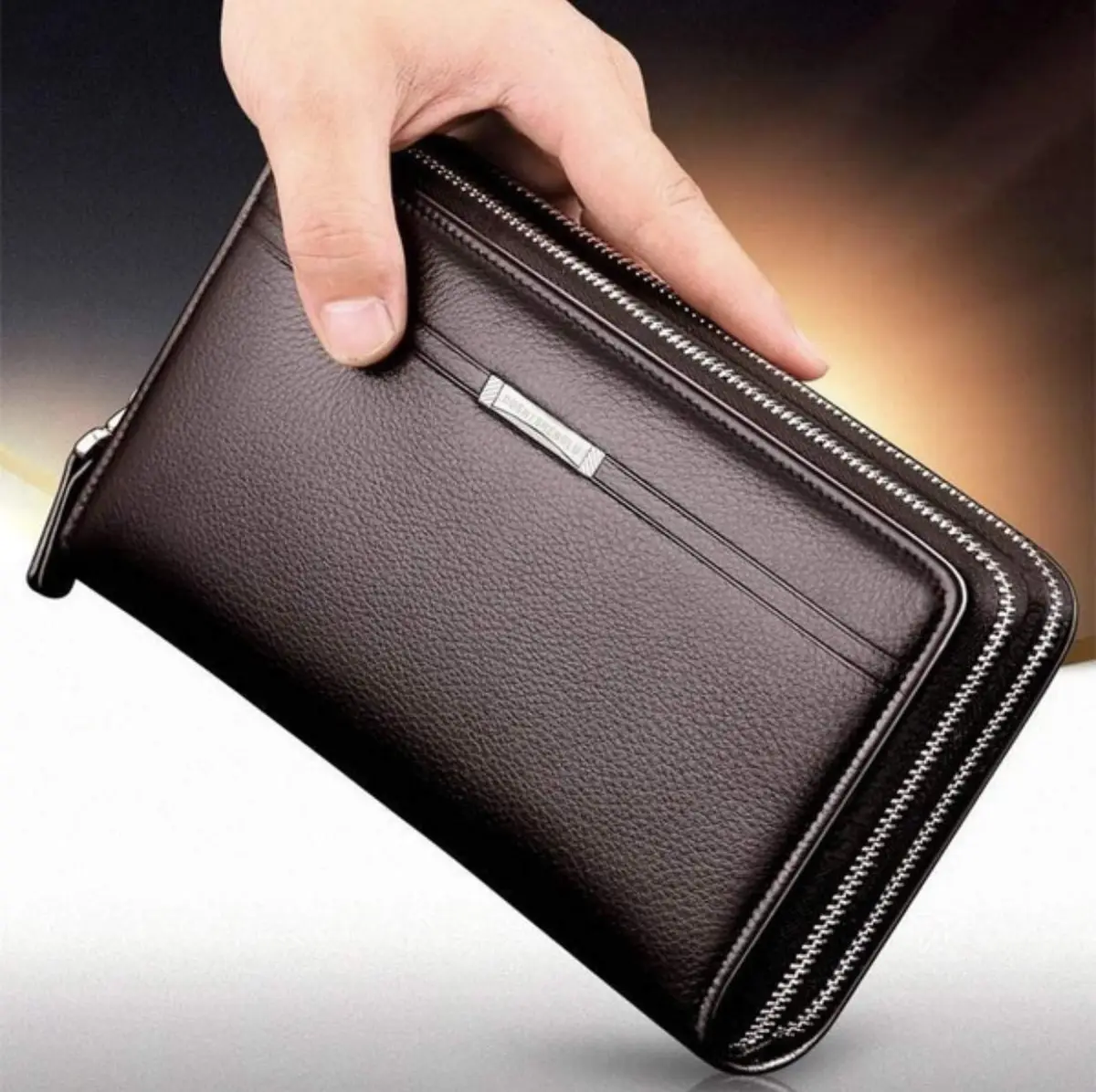 Valentoria Long Faux Leather Clutch Wallet for Men, Brown | RFID Blocking Travel Business Hand Bag - view 2