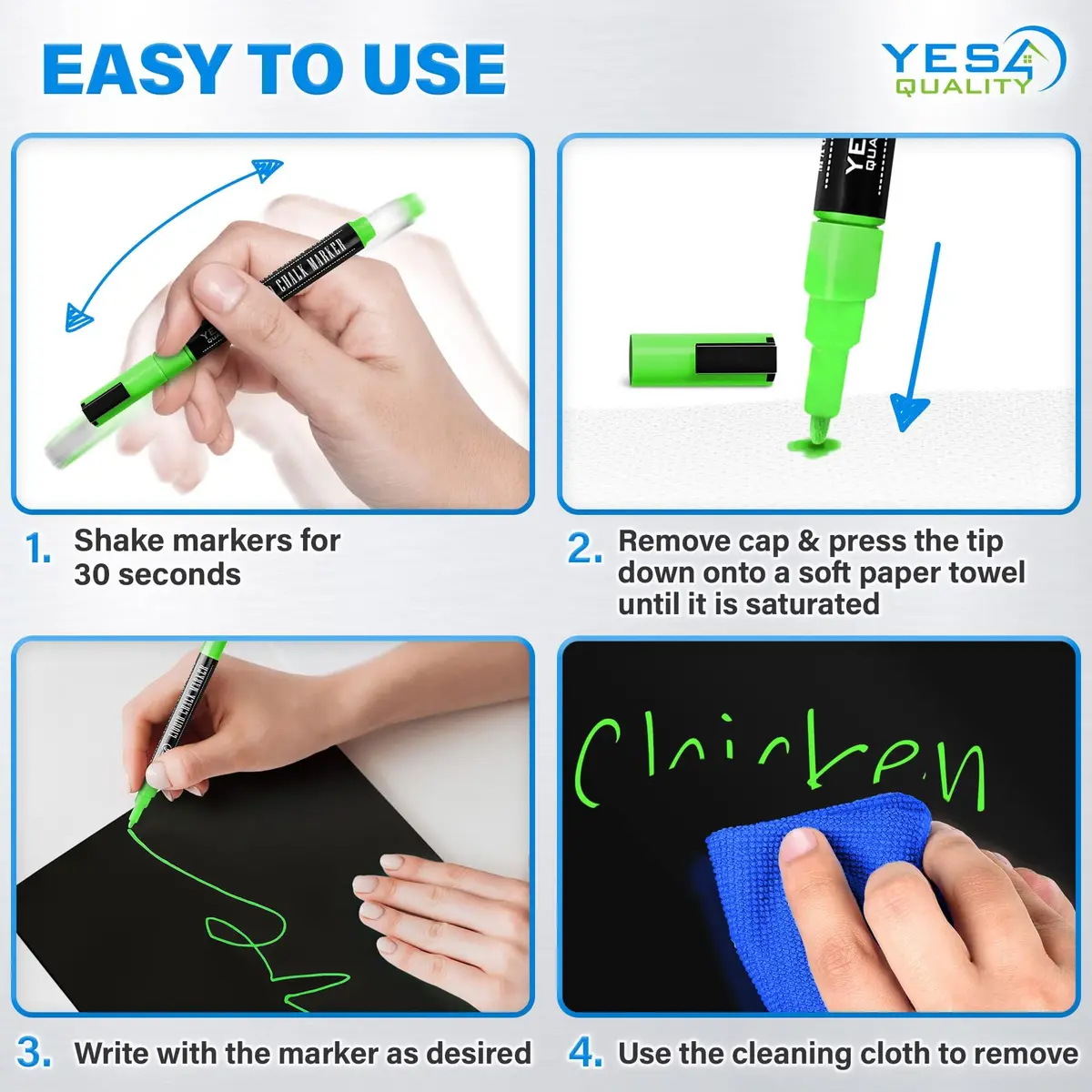 YES4QUALITY Magnetic Black Dry Erase Board 12x8 inches | Easy-Erase Surface & Bright Markers - view 7