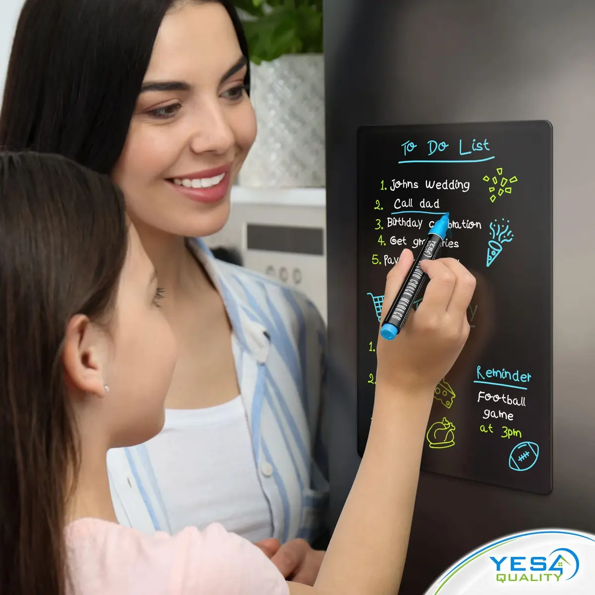 YES4QUALITY Magnetic Black Dry Erase Board 12x8 inches | Easy-Erase Surface & Bright Markers - view 8
