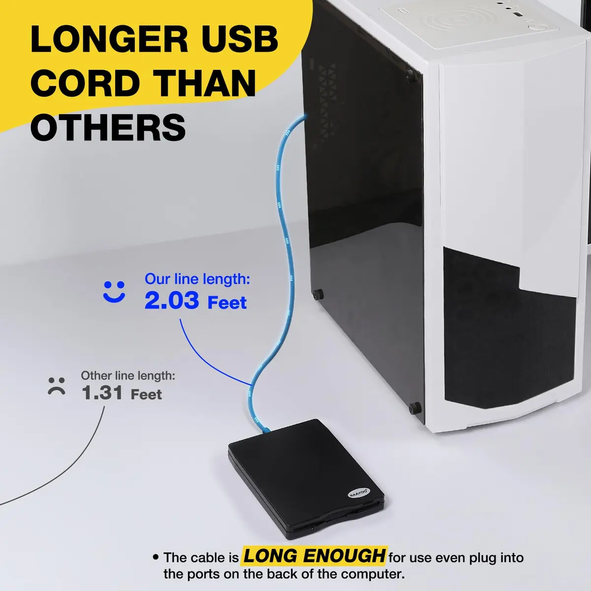 RAAYOO USB Floppy Disk Drive Reader 1.44 MB | Reads Old Floppy Disks on Windows 11/10/8/7 PCs - view 8