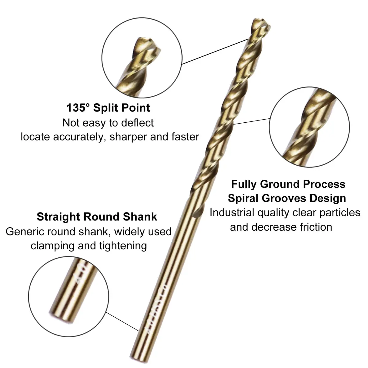 Sipery 4mm Cobalt Drill Bit 10 Pack | High Speed Steel for Hardened Metal & Stainless Steel - view 2