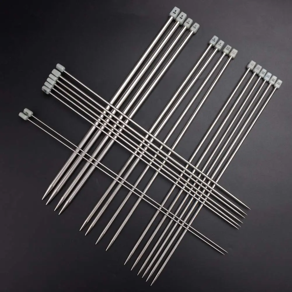 BCMRUN Straight Knitting Needle Set 36cm (14.1 inch) | 11 Sizes 2mm-8mm Stainless Steel with Stitch Markers & Tape - view 9