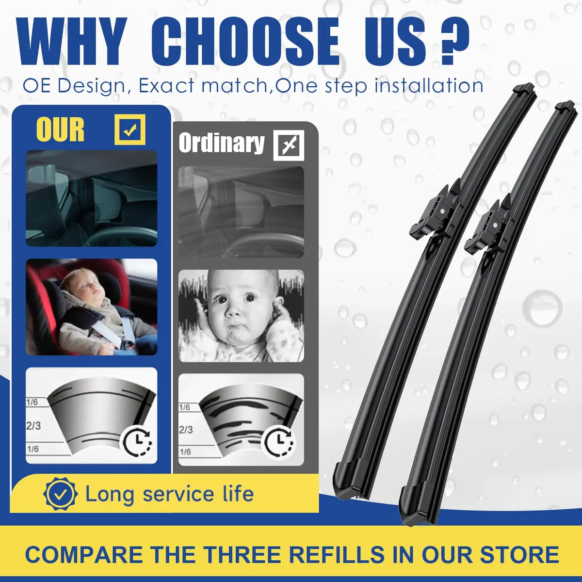 ANRDDO 28"+21"+12" Pinch Tab Windshield Wiper Blades Set | OE Replacement for Mercedes-Benz ML/GL/R-Class - view 2