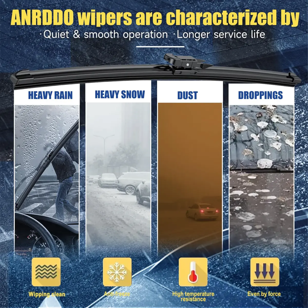 ANRDDO 28"+21"+12" Pinch Tab Windshield Wiper Blades Set | OE Replacement for Mercedes-Benz ML/GL/R-Class - view 3