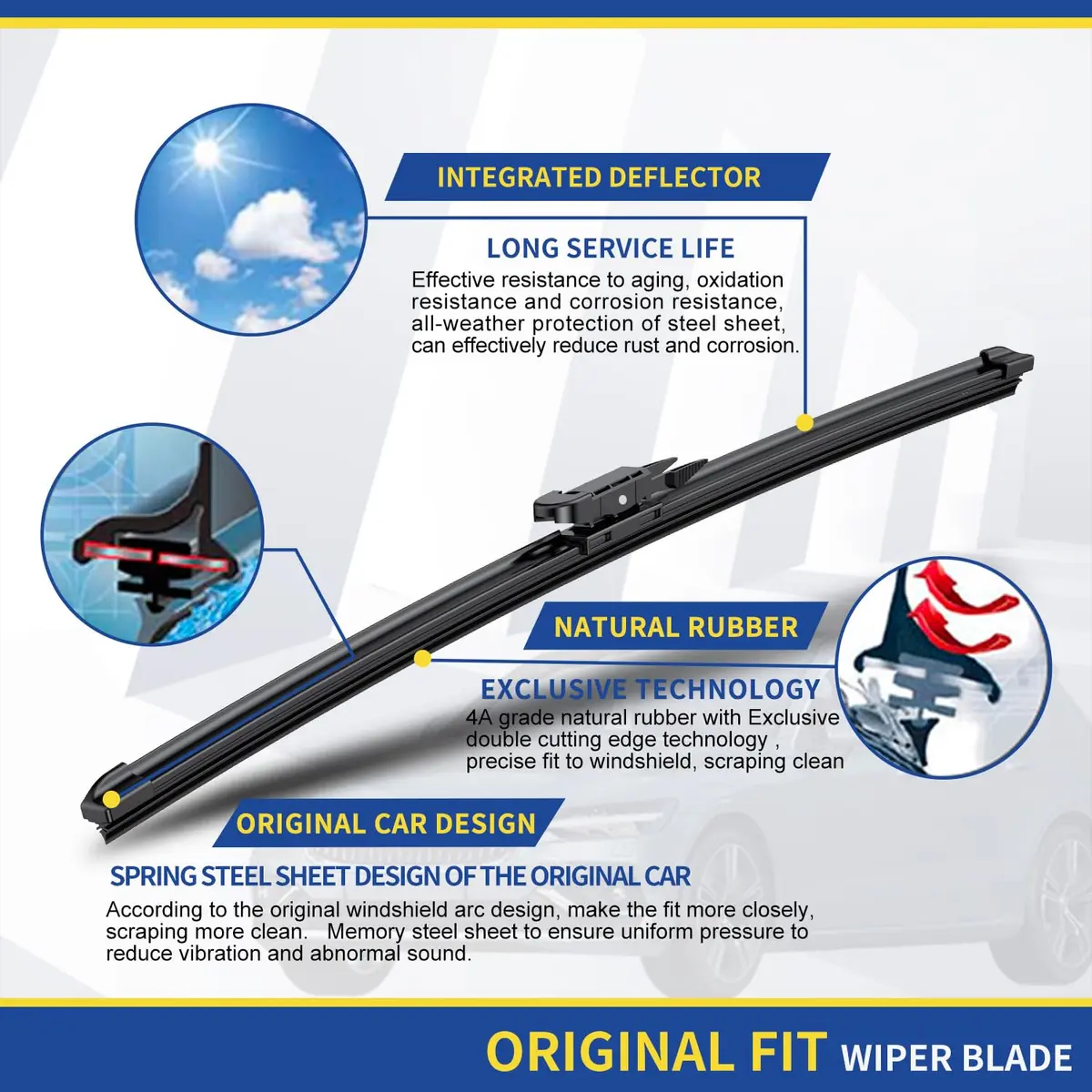 ANRDDO 28"+21"+12" Pinch Tab Windshield Wiper Blades Set | OE Replacement for Mercedes-Benz ML/GL/R-Class - view 4
