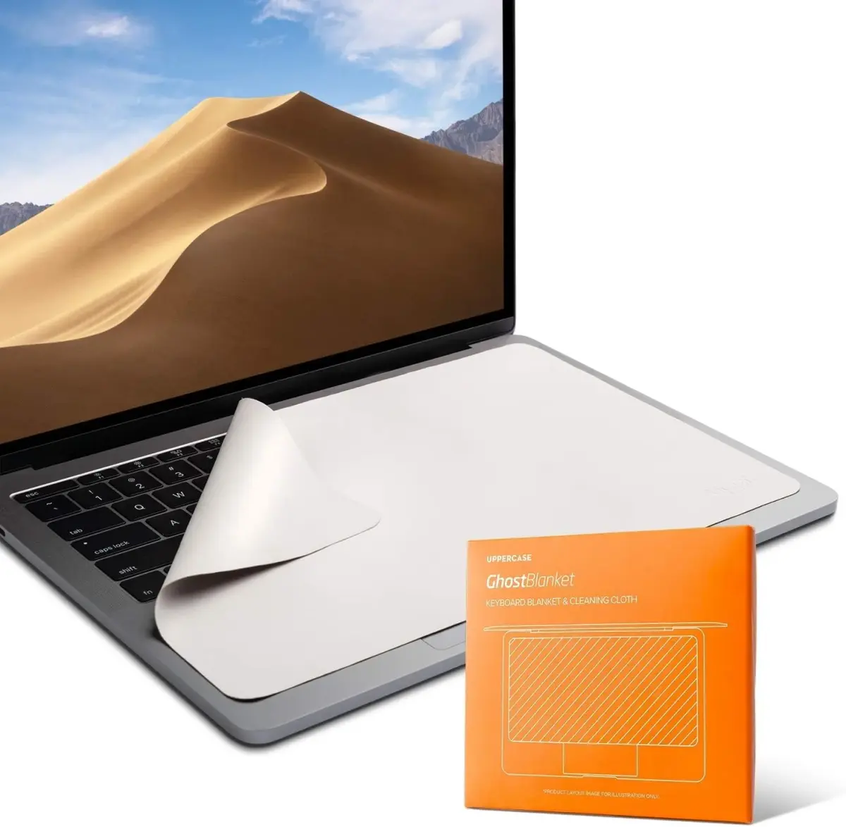 UPPERCASE GhostBlanket Screen Keyboard Imprint Protection Microfiber Liner and Cleaning Cloth for 16" MacBook Pro | 335mm x 214mm - main product image