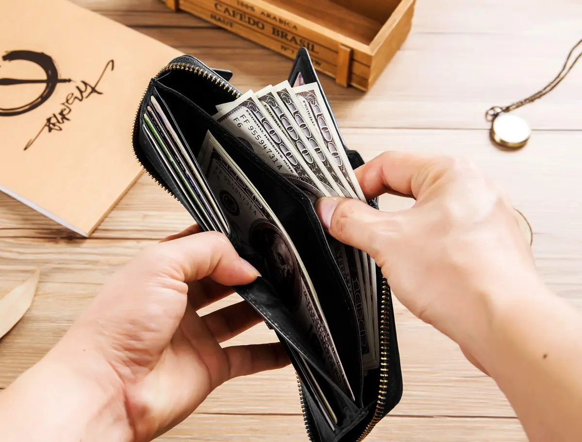 BULLCAPTAIN Genuine Leather Zipper Wallet RFID Blocking Bi-Fold | Durable Cowhide, 9 Card Slots, Zip Around (black) - view 5
