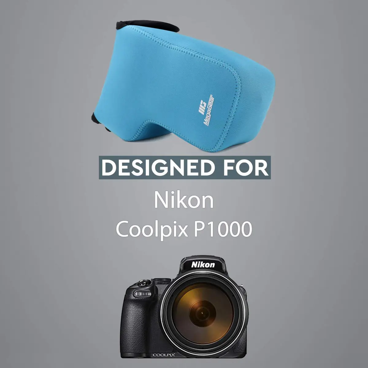 MegaGear Ultra Light Neoprene Camera Case for Nikon Coolpix P1000, Blue | Padded Protection - view 7