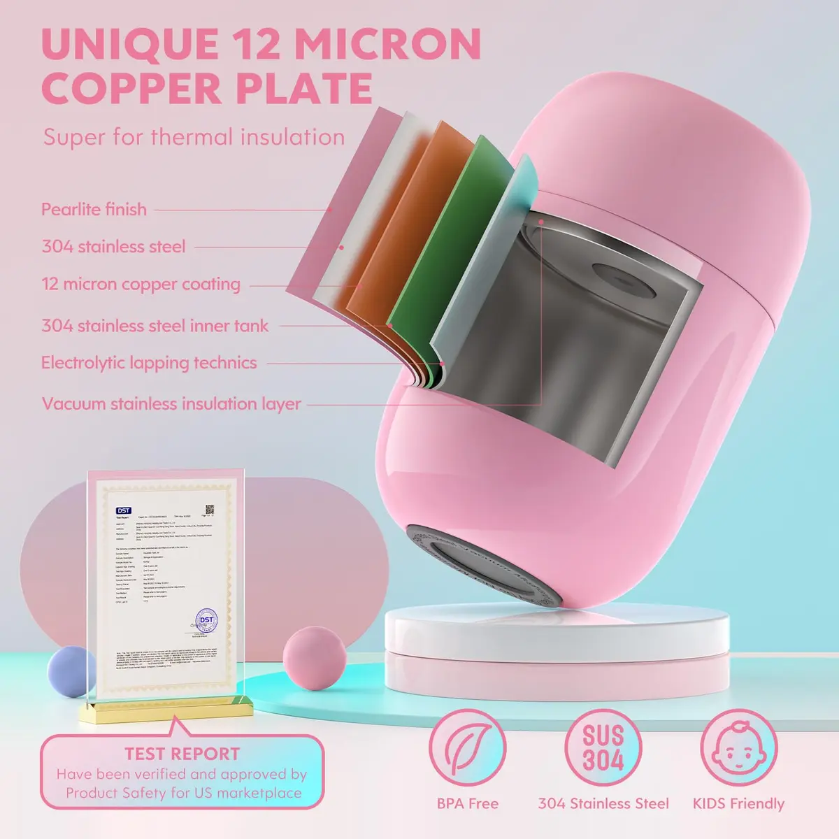 DaCool Insulated Food Jar 16 oz | Leak-Proof Vacuum Stainless Steel Kids & Adults Pink - view 3