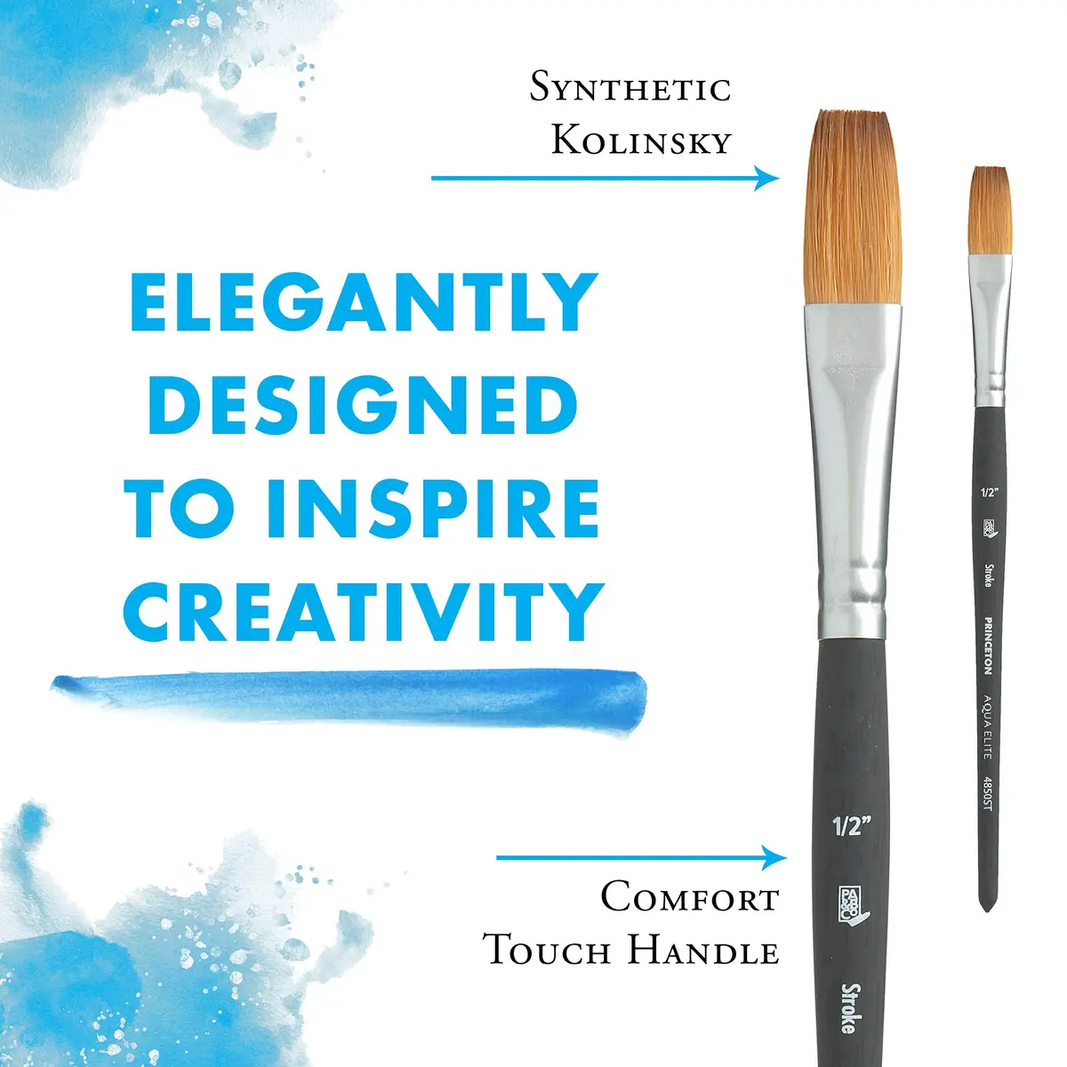 Princeton Aqua Elite Stroke Brush 1/2 inch | Synthetic, Short Handle, Watercolor Artist Tool - view 4