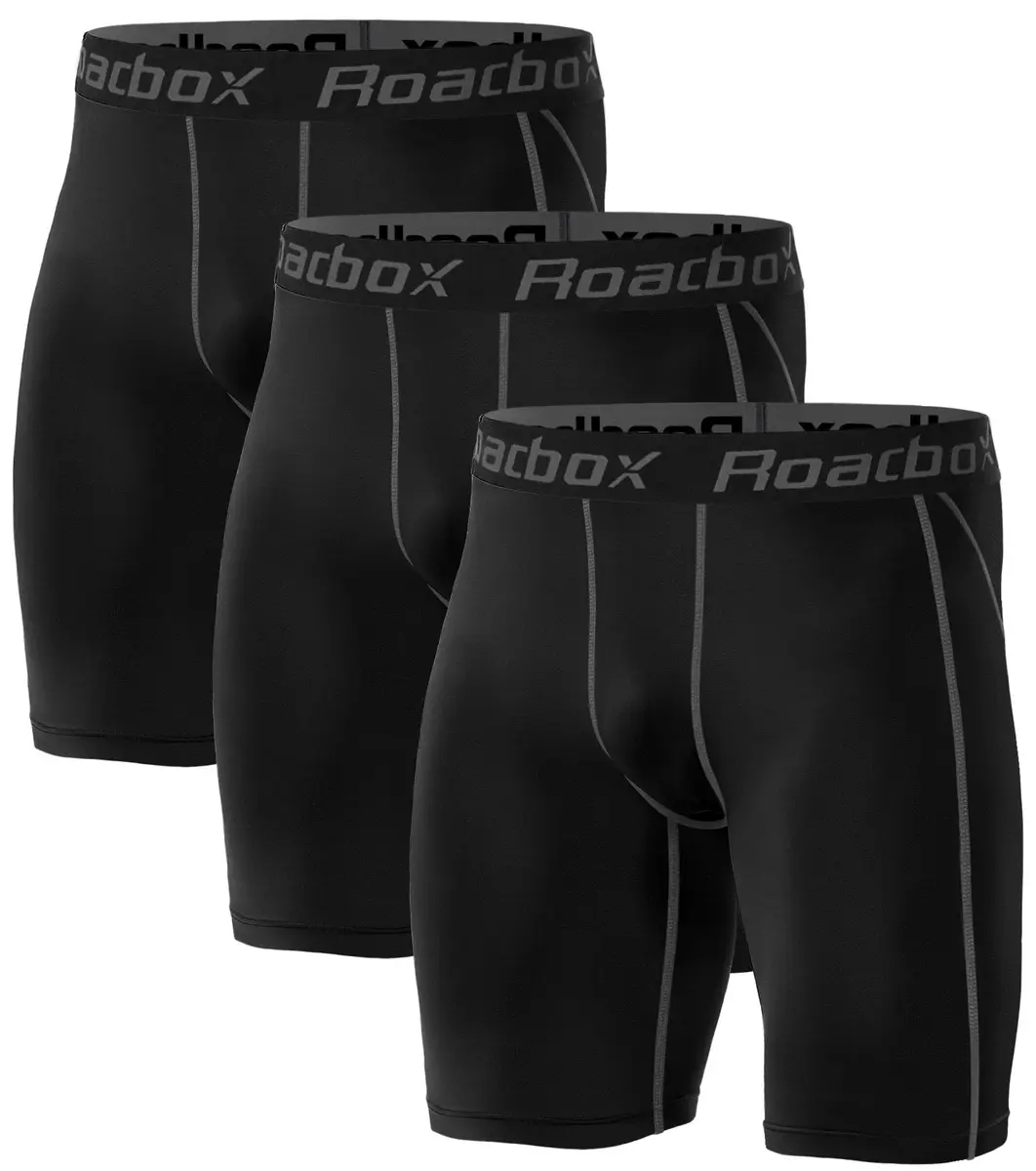 Roadbox Men's Compression Shorts 6-inch Inseam (3-Pack, Black) | Athletic Workout & Running - main product image