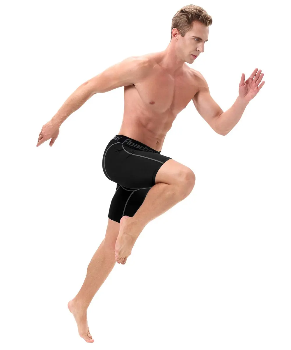Roadbox Men's Compression Shorts 6-inch Inseam (3-Pack, Black) | Athletic Workout & Running - view 5