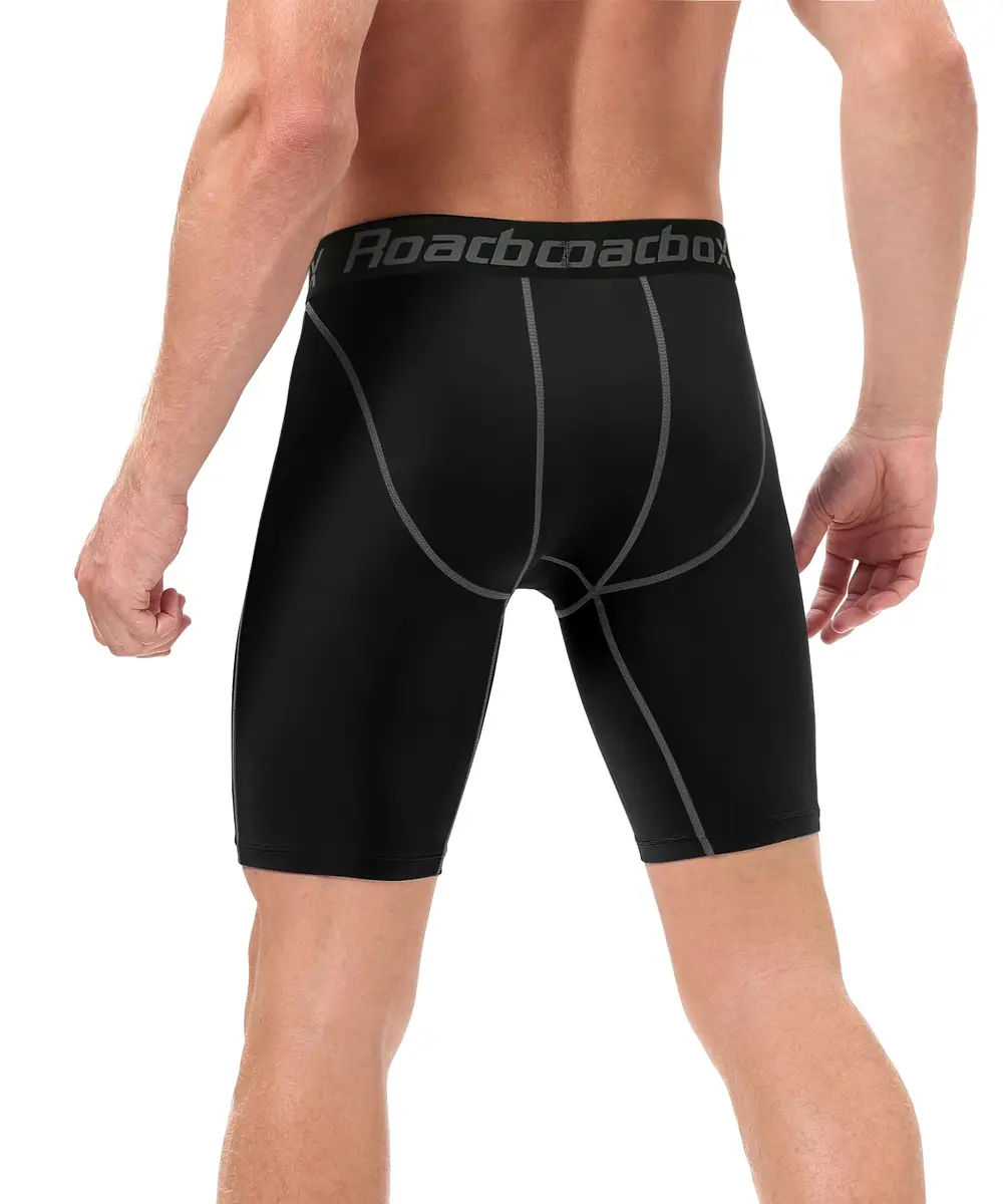 Roadbox Men's Compression Shorts 6-inch Inseam (3-Pack, Black) | Athletic Workout & Running - view 2
