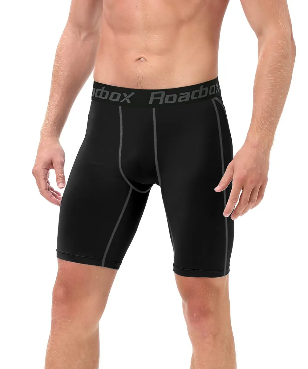 Roadbox Men's Compression Shorts 6-inch Inseam (3-Pack, Black) | Athletic Workout & Running - view 3
