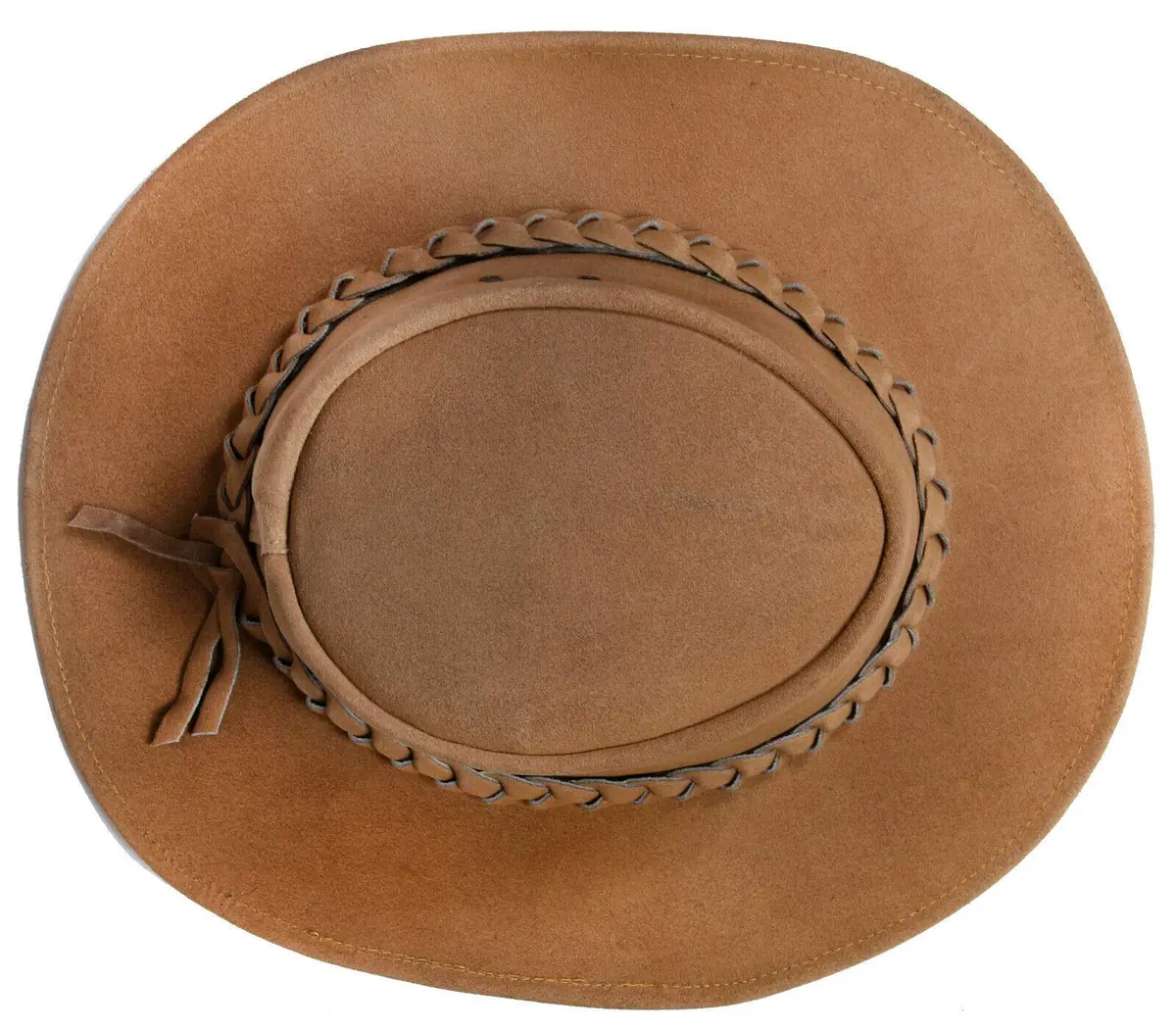 Infinity Leather Australian Unisex Tan Western Style Cowboy Outback Real Suede Leather Hat Large - view 2