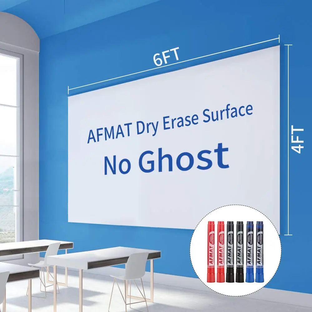 AFMAT Dry Erase Whiteboard Paper 6x4ft | No Ghosting, Thick PET Surface, Easy Peel & Stick Wall Decal - main product image