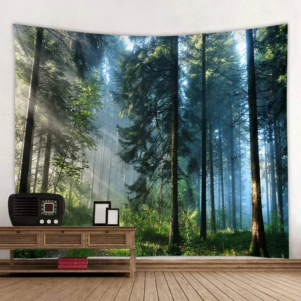 Llamazing Forest Tapestry - Scenic Wall Art for Living Room & Bedroom (Morning Forest, 90.5"L70.8"W) XL - main product image