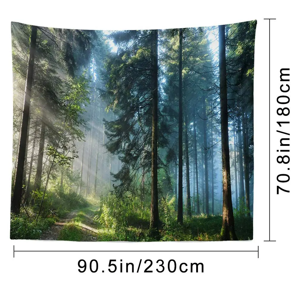 Llamazing Forest Tapestry - Scenic Wall Art for Living Room & Bedroom (Morning Forest, 90.5"L70.8"W) XL - view 7