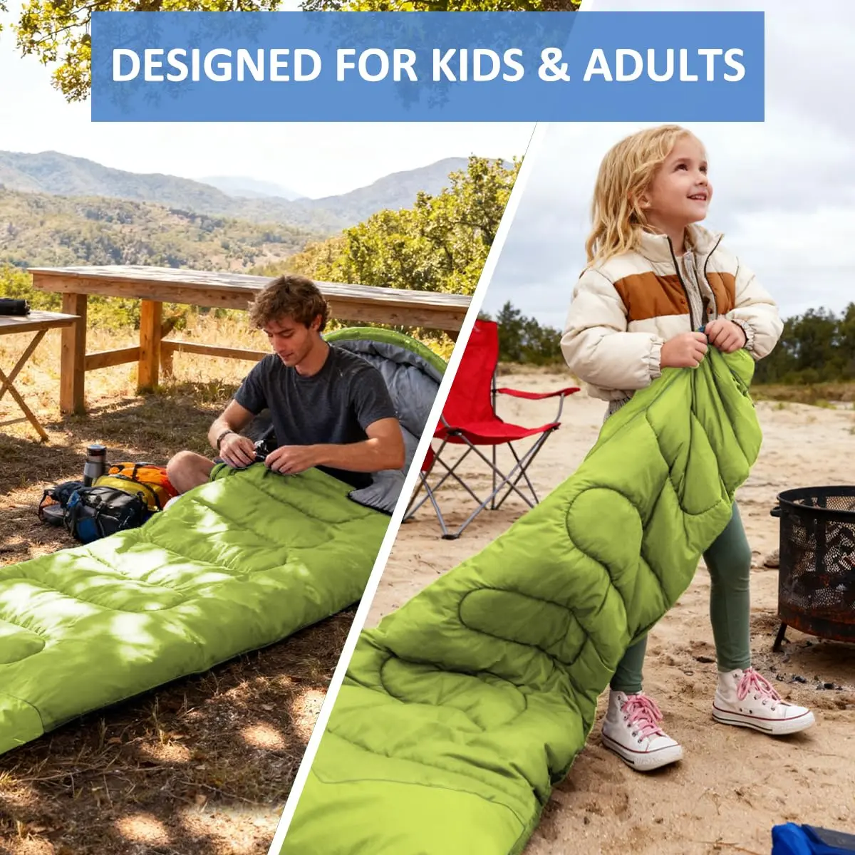 oaskys Camping Sleeping Bag - 3 Season Waterproof & Lightweight | Suitable for Adults & Kids - view 6