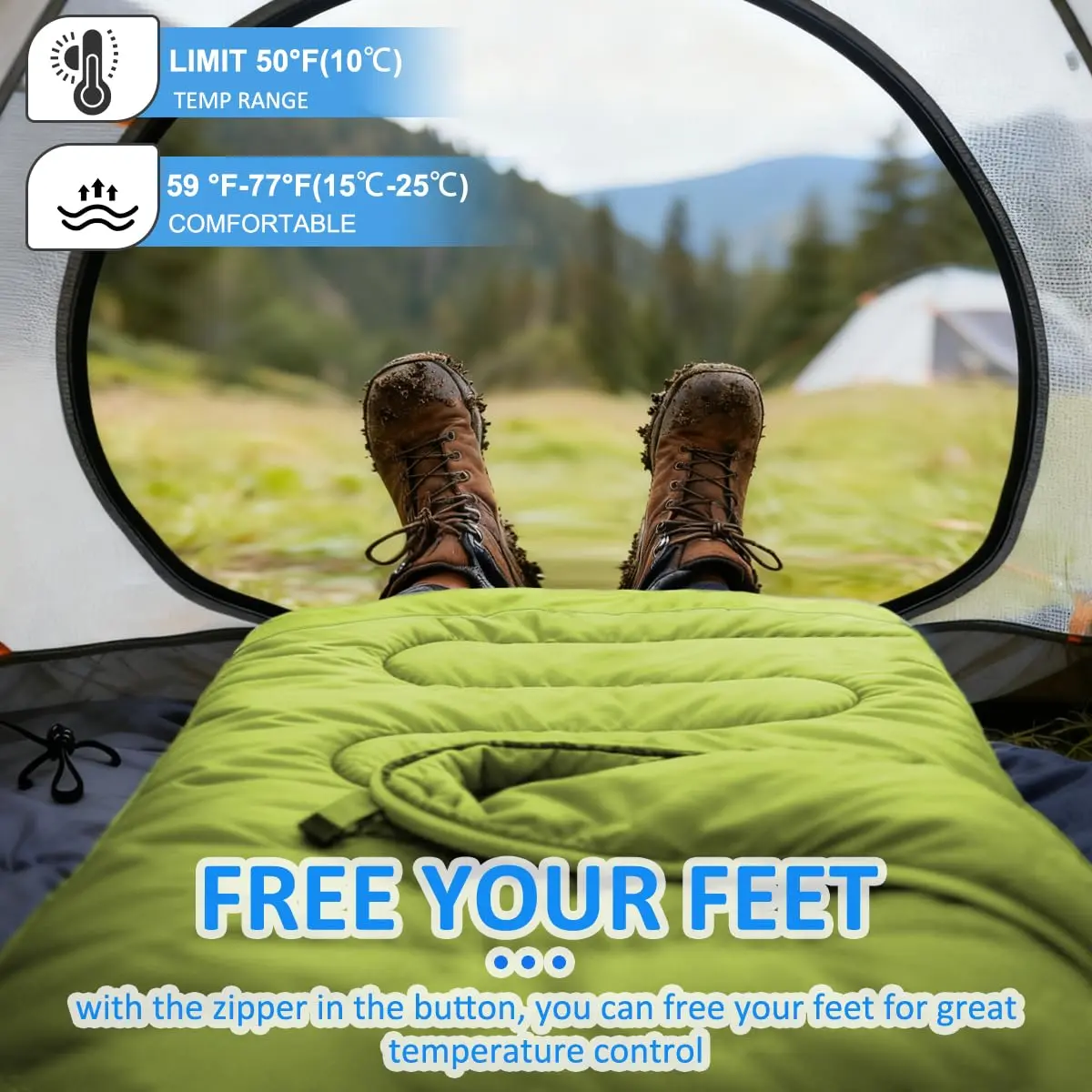 oaskys Camping Sleeping Bag - 3 Season Waterproof & Lightweight | Suitable for Adults & Kids - view 7