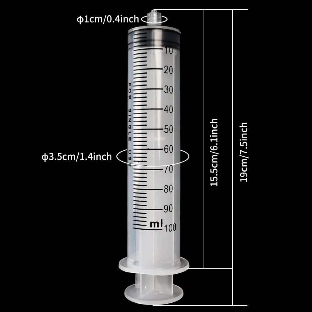 DEPEPE 100ml Large Plastic Syringe with Tubing & Luer Connections (2-Pack, 200ml Total) | Sterile, Accurate Measurement for Labs & Refills - view 2