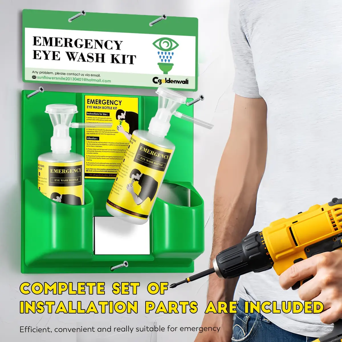 CGOLDENWALL Portable Eye Wash Station with 2x 16.09oz Bottles | Emergency Eye Irrigation Kit for Workplace Safety - view 6