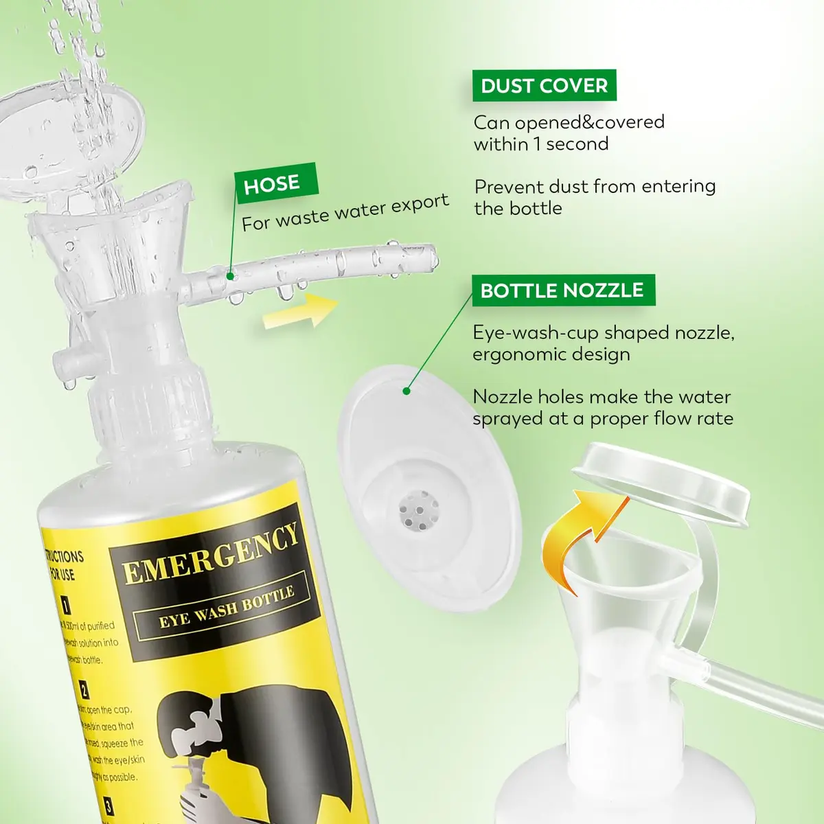 CGOLDENWALL Portable Eye Wash Station with 2x 16.09oz Bottles | Emergency Eye Irrigation Kit for Workplace Safety - view 3